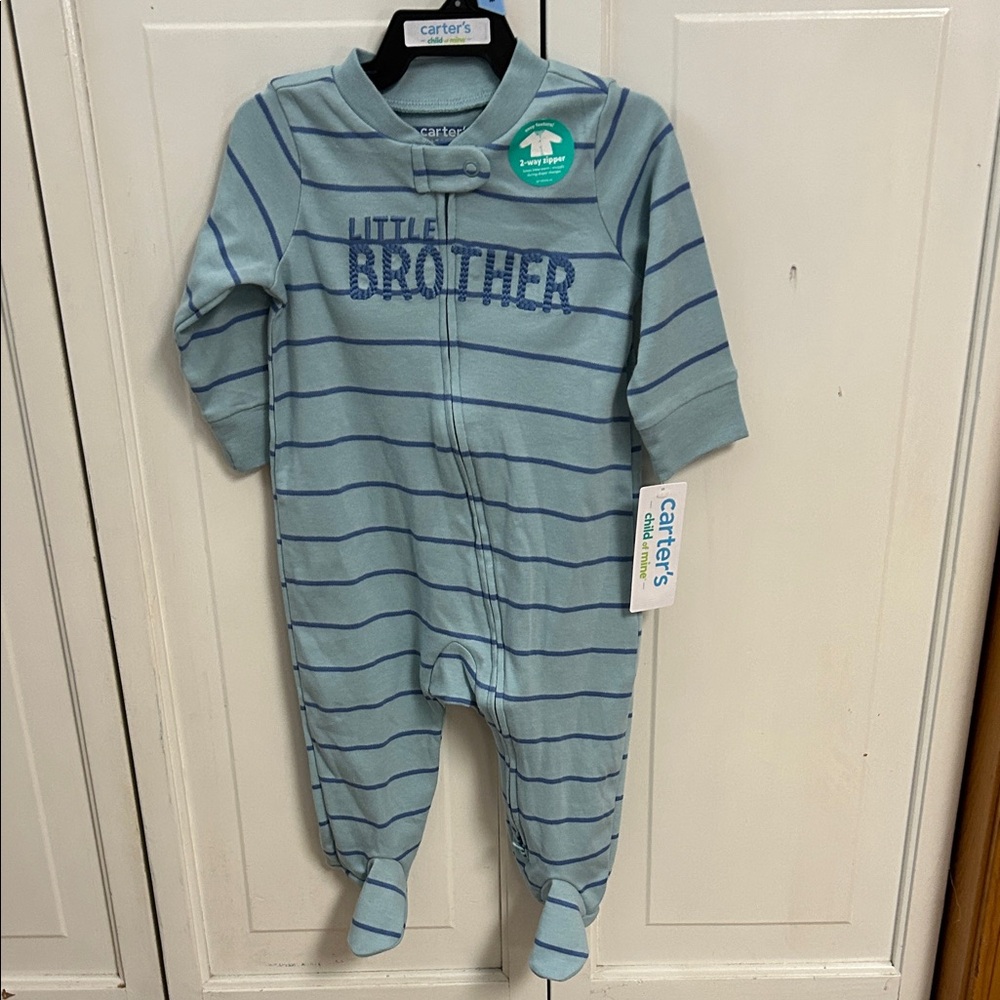 Carter's Light Blue Striped Footie